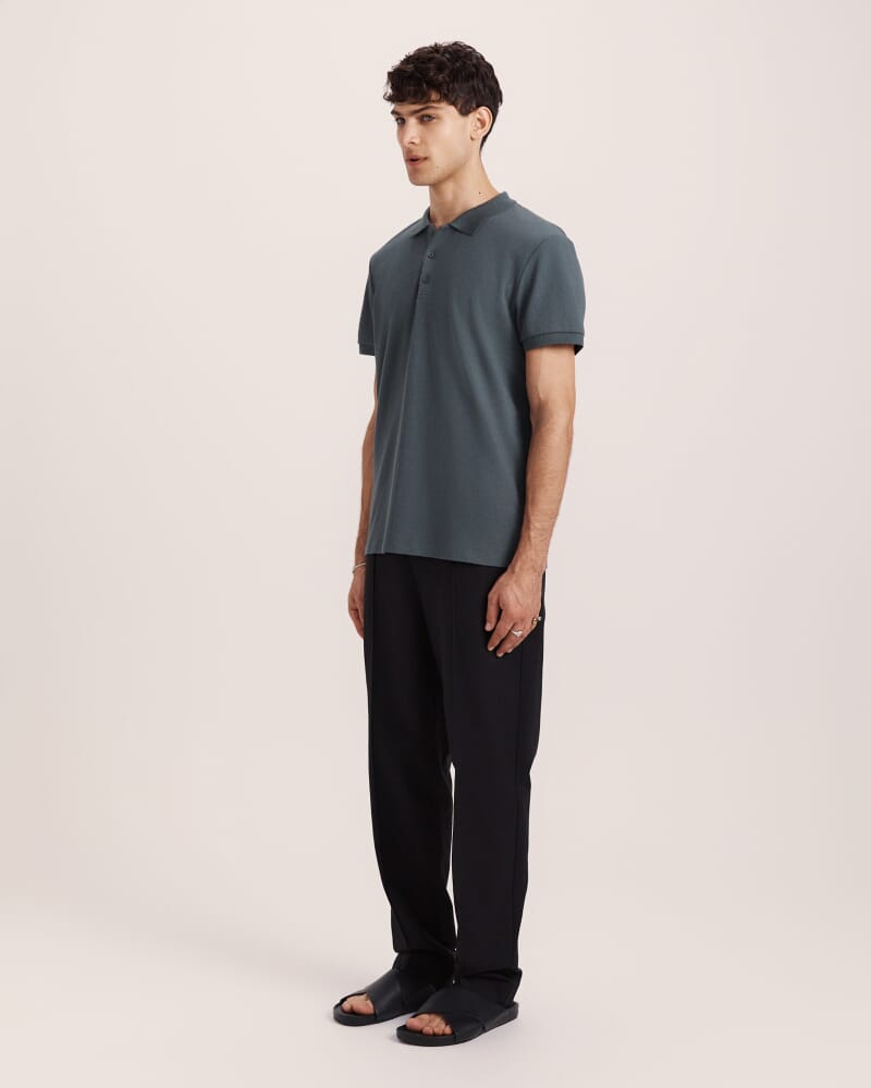 Kane Cotton Blend Waffle Polo in GREEN