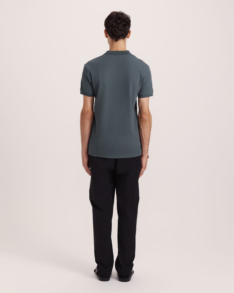 Kane Cotton Blend Waffle Polo in GREEN