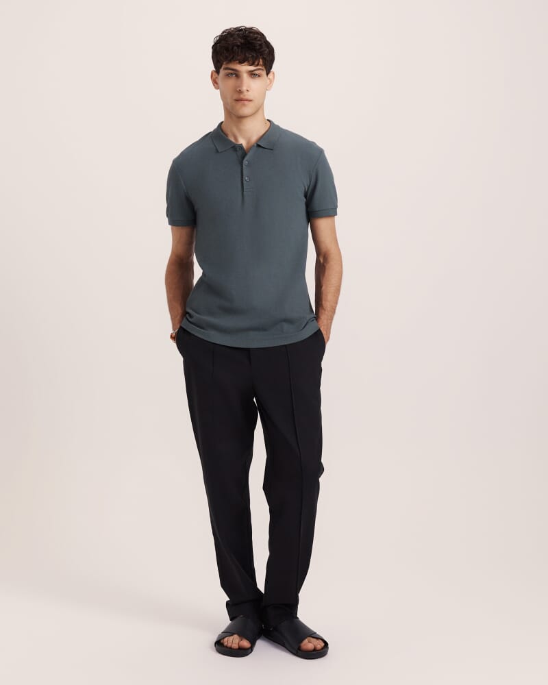 Kane Cotton Blend Waffle Polo in GREEN