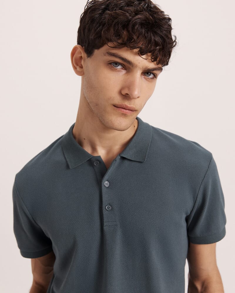 Kane Cotton Blend Waffle Polo in GREEN