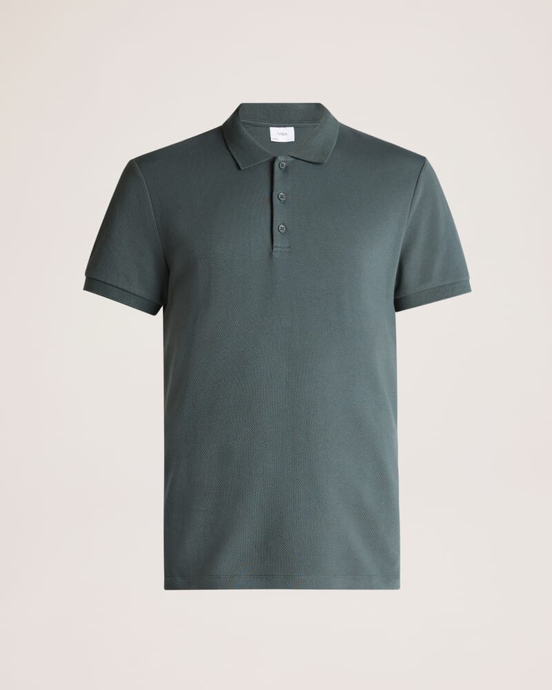 Kane Cotton Blend Waffle Polo in GREEN