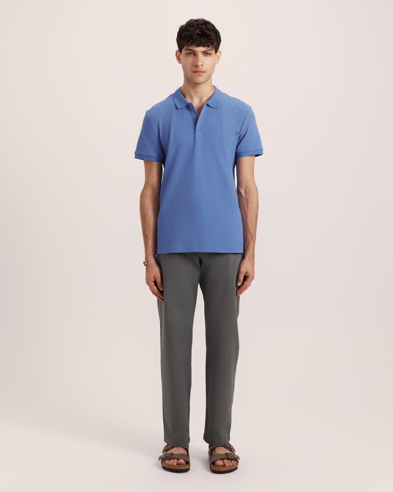 Kane Cotton Blend Waffle Polo in ROYAL BLUE