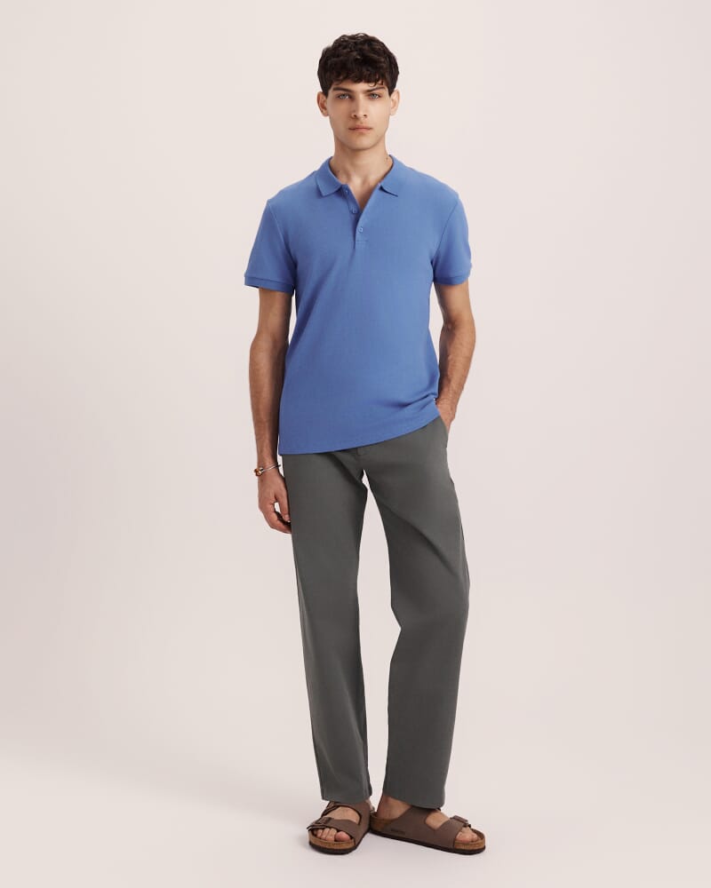 Kane Cotton Blend Waffle Polo in ROYAL BLUE