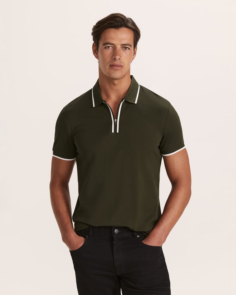 Andy Zip Polo in DARK GREEN