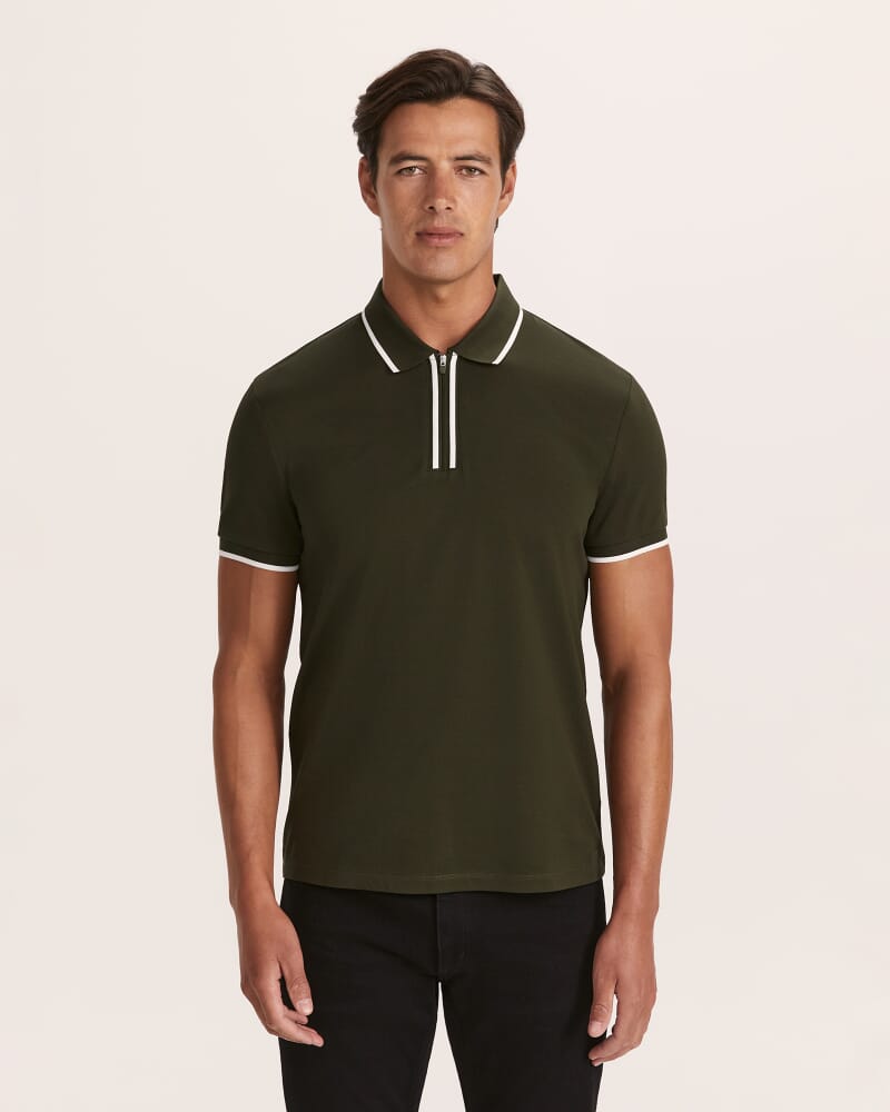 Andy Zip Polo in DARK GREEN