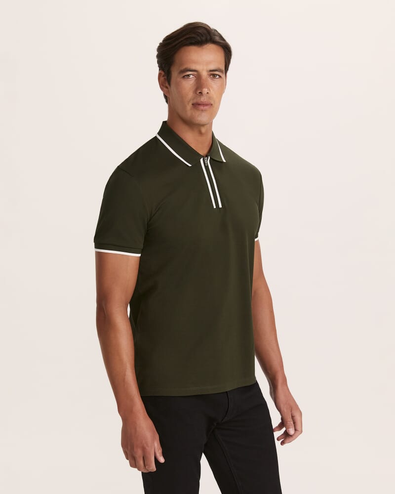 Andy Zip Polo in DARK GREEN