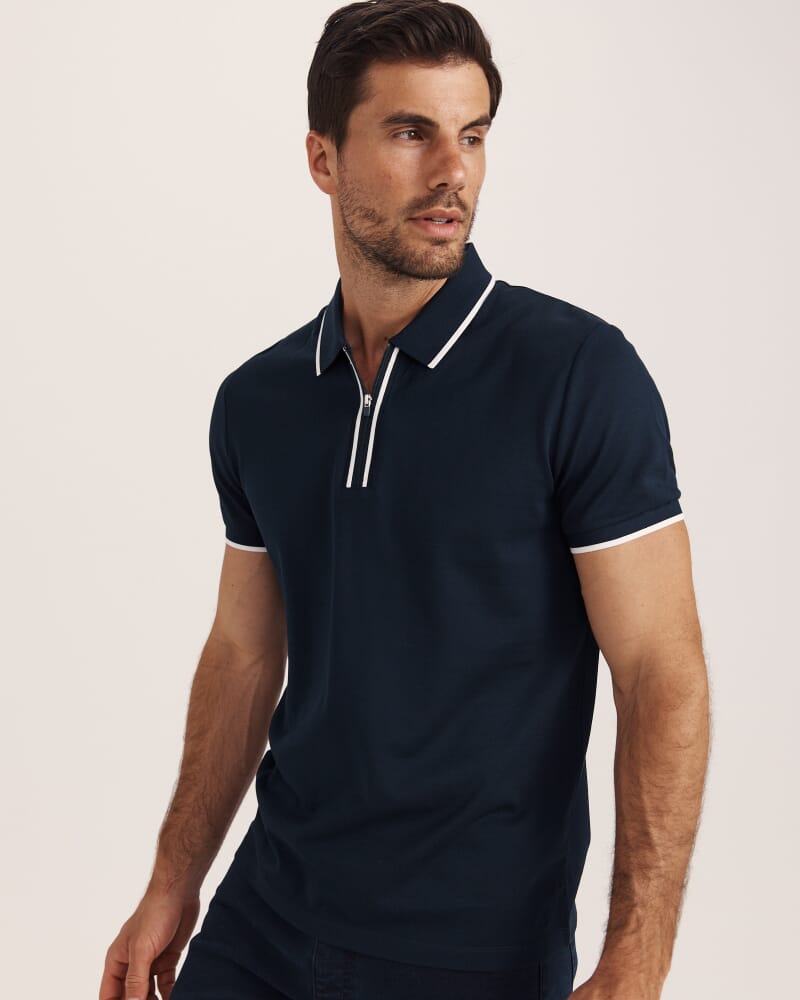 Andy Zip Polo in NAVY