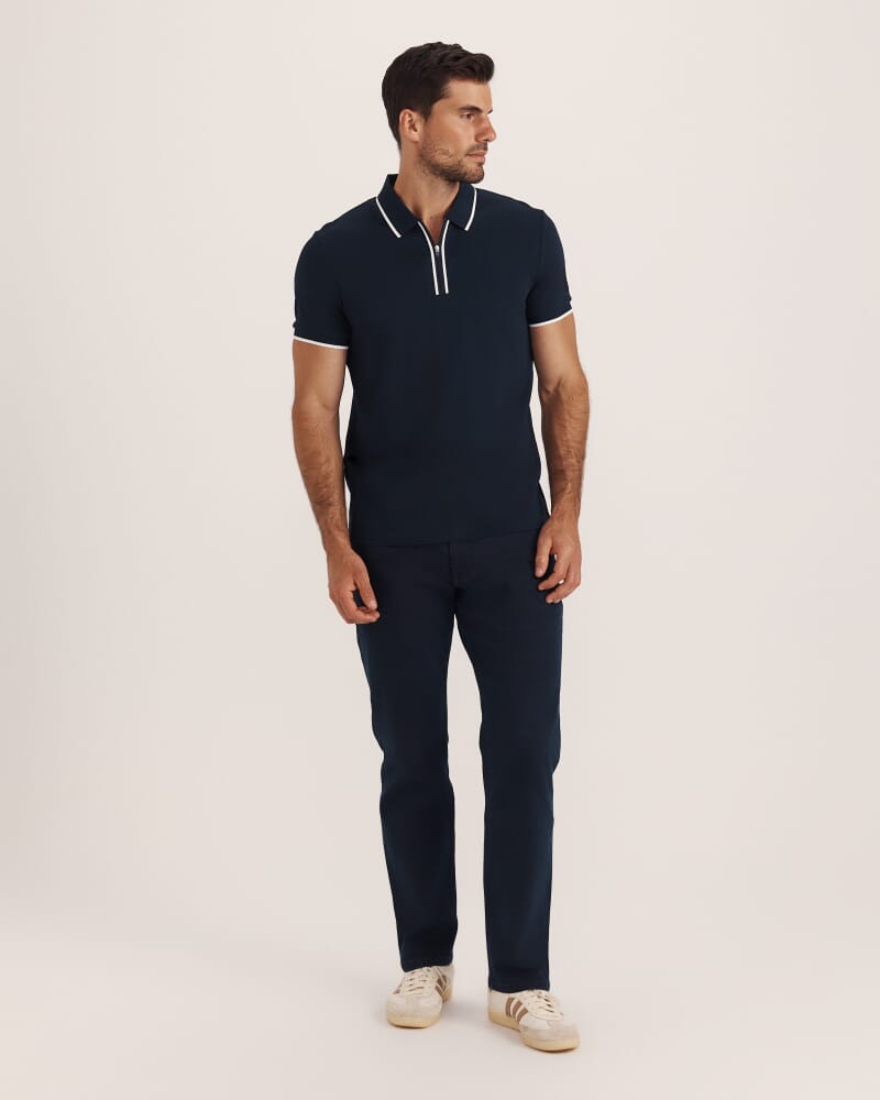 Andy Zip Polo in NAVY