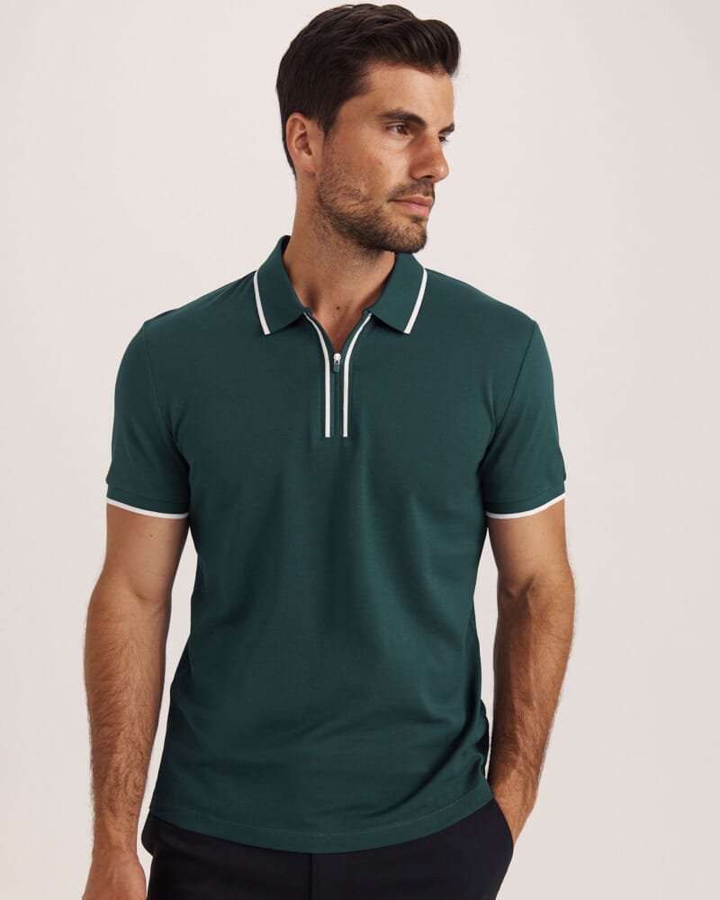 Andy Zip Polo in PINE