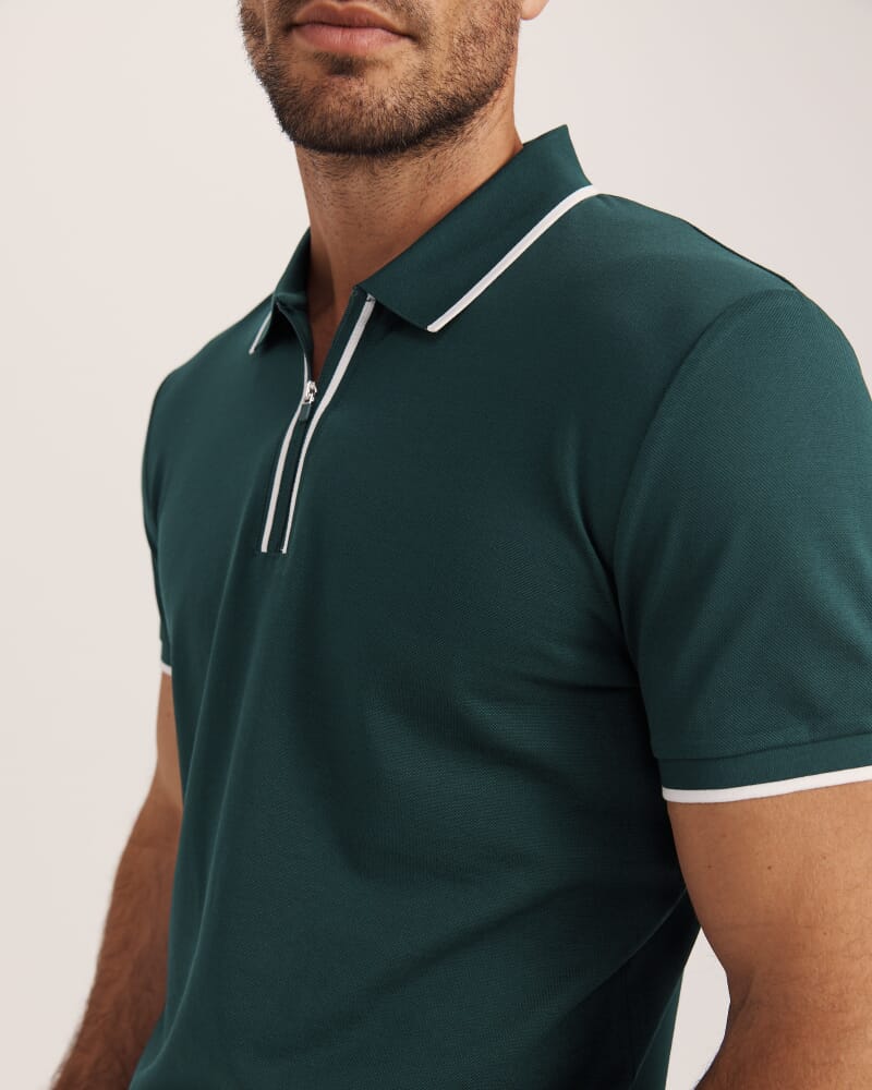 Andy Zip Polo in PINE