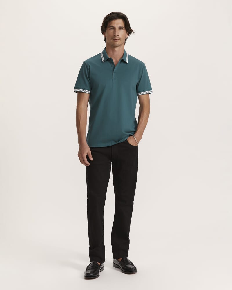 Andy Tipped Cotton Polo in DARK GREEN