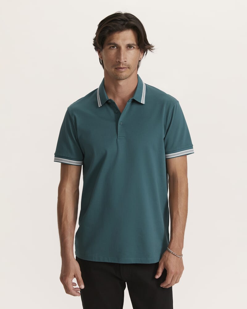 Andy Tipped Cotton Polo in DARK GREEN