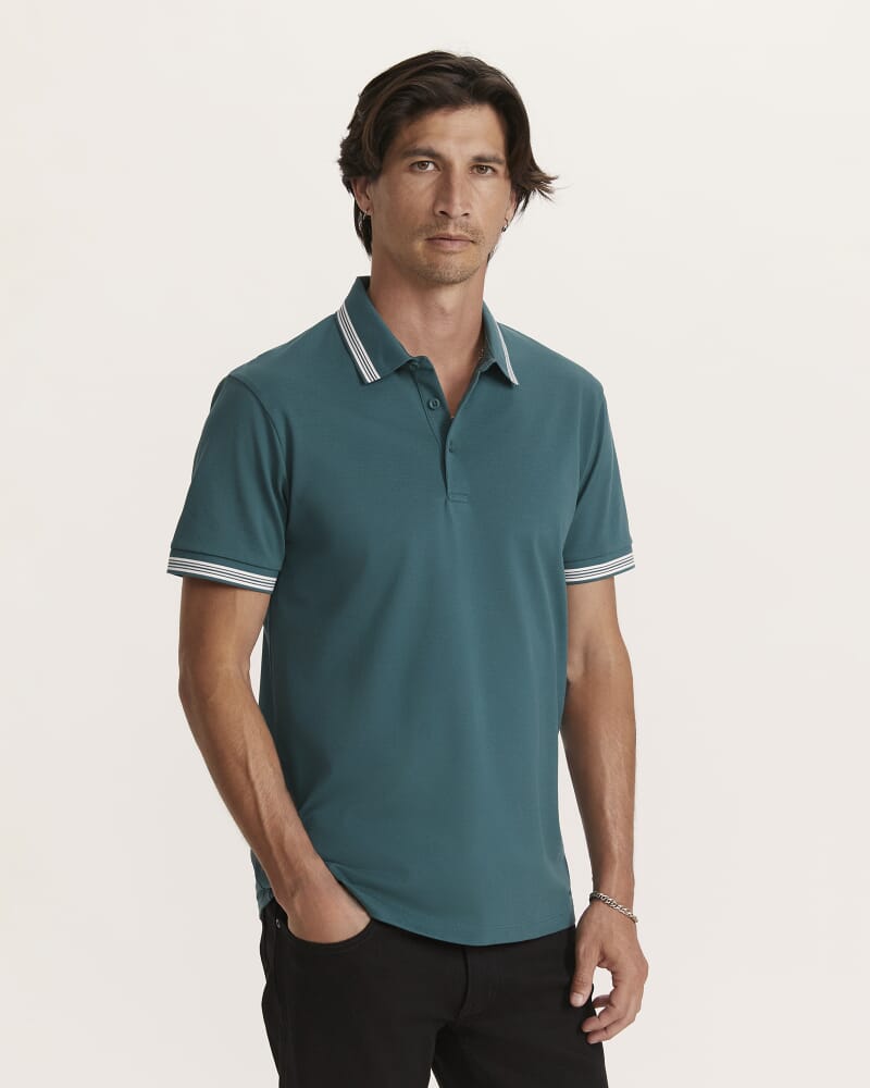 Andy Tipped Cotton Polo in DARK GREEN
