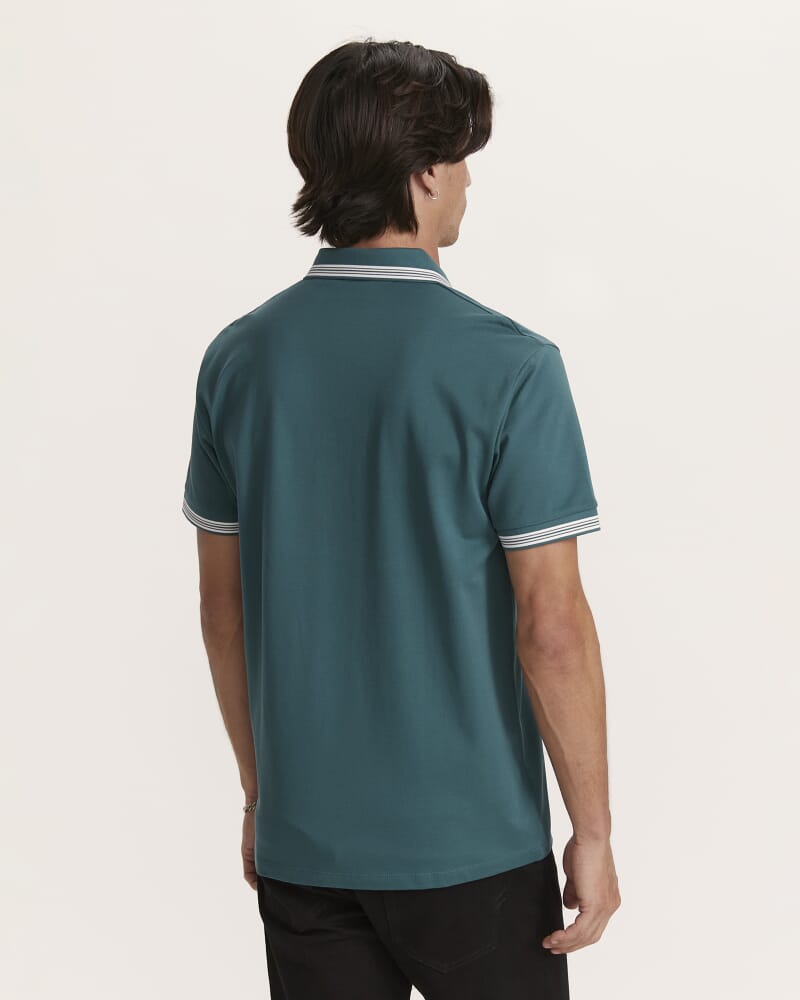 Andy Tipped Cotton Polo in DARK GREEN