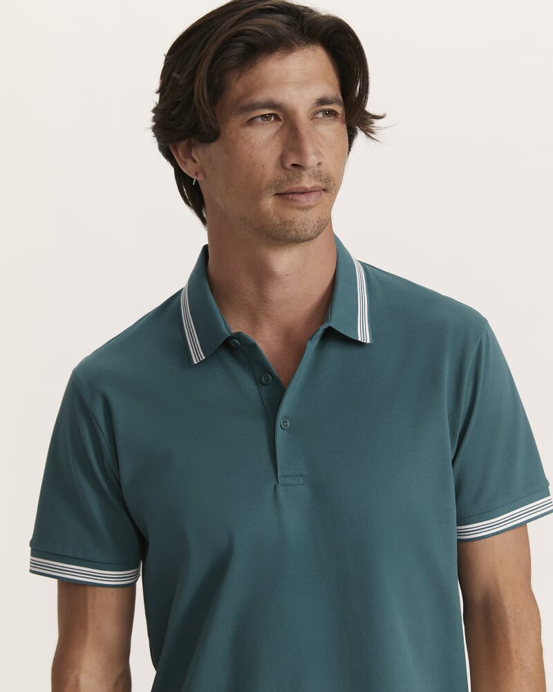 Andy Tipped Cotton Polo in DARK GREEN
