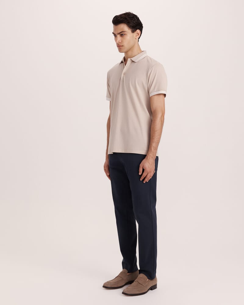 Andy Tipped Cotton Polo in DUNE