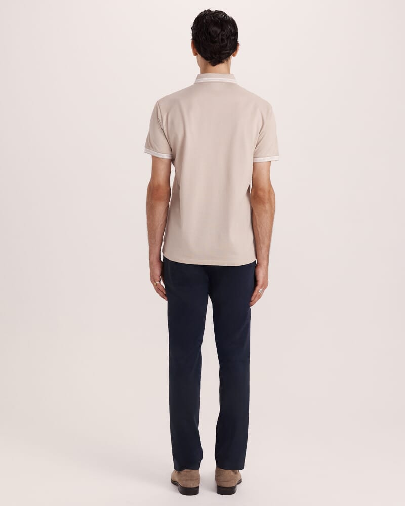 Andy Tipped Cotton Polo in DUNE