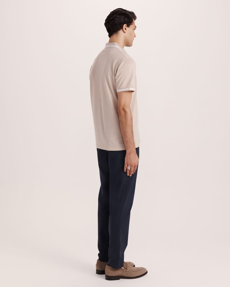 Andy Tipped Cotton Polo in DUNE