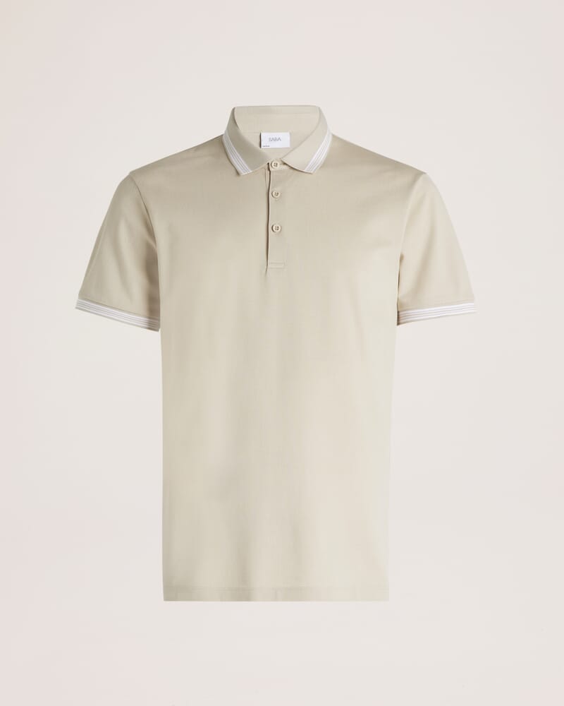 Andy Tipped Cotton Polo in DUNE