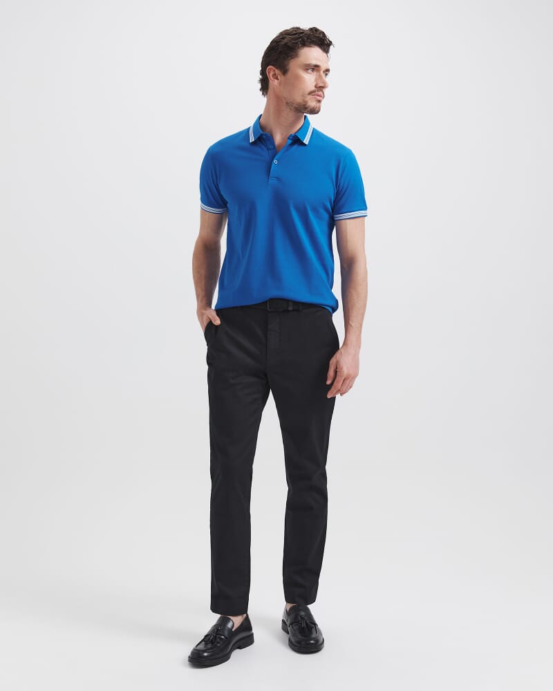 Andy Tipped Cotton Polo in LAPIS