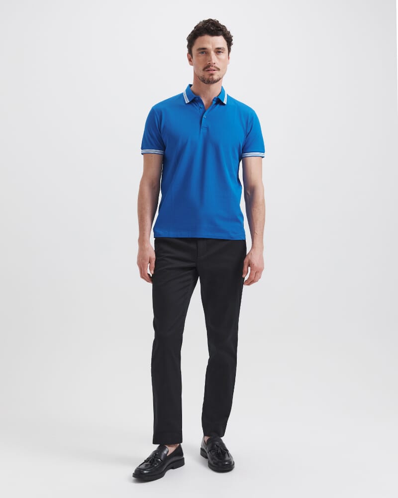 Andy Tipped Cotton Polo in LAPIS