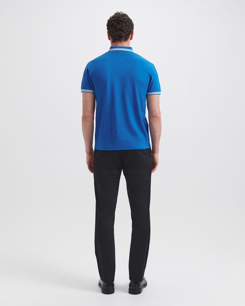 Andy Tipped Cotton Polo in LAPIS