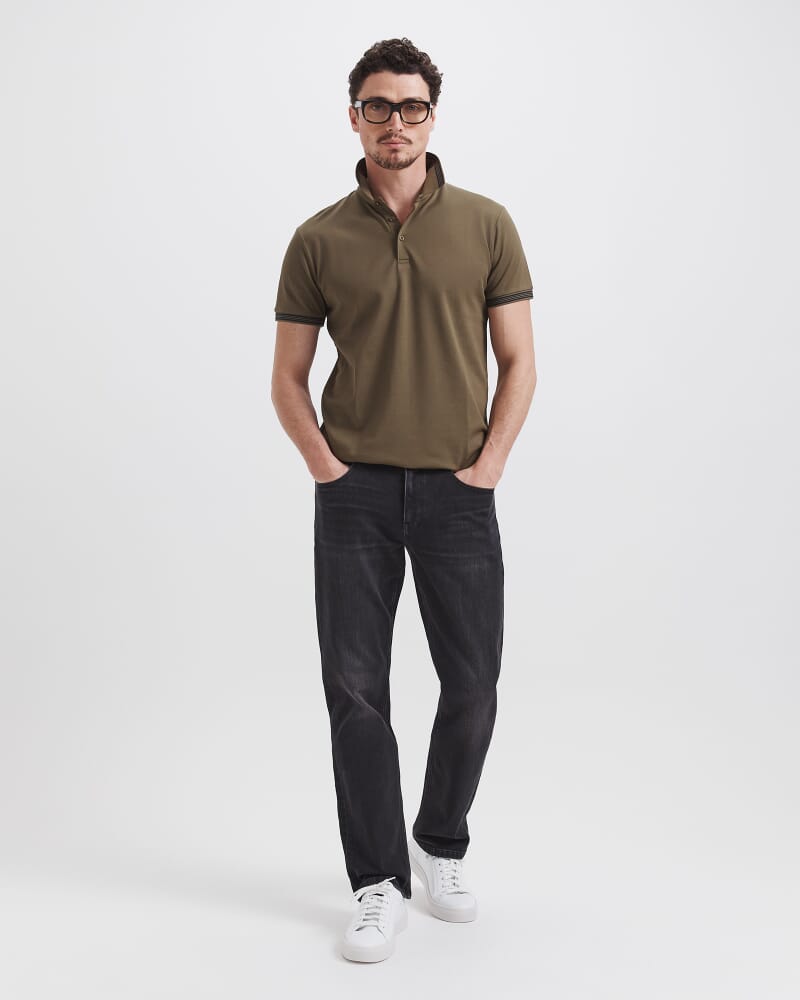 Andy Tipped Cotton Polo in OLIVE