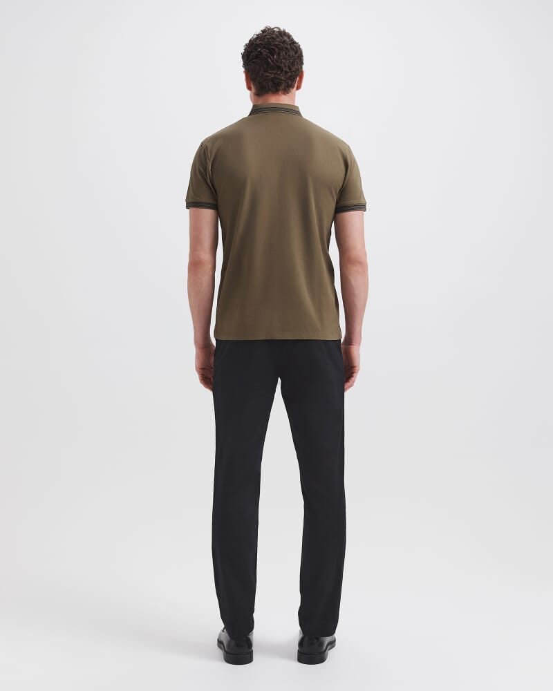 Andy Tipped Cotton Polo in OLIVE