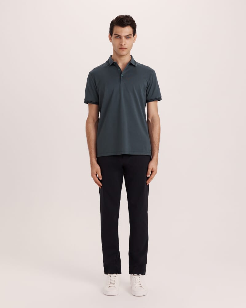Andy Tipped Cotton Polo in SEAWEED