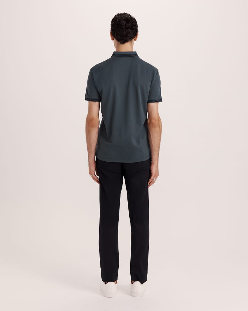 Andy Tipped Cotton Polo in SEAWEED