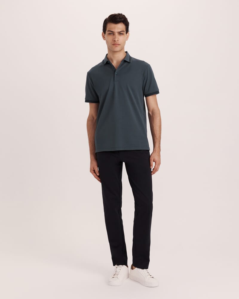 Andy Tipped Cotton Polo in SEAWEED
