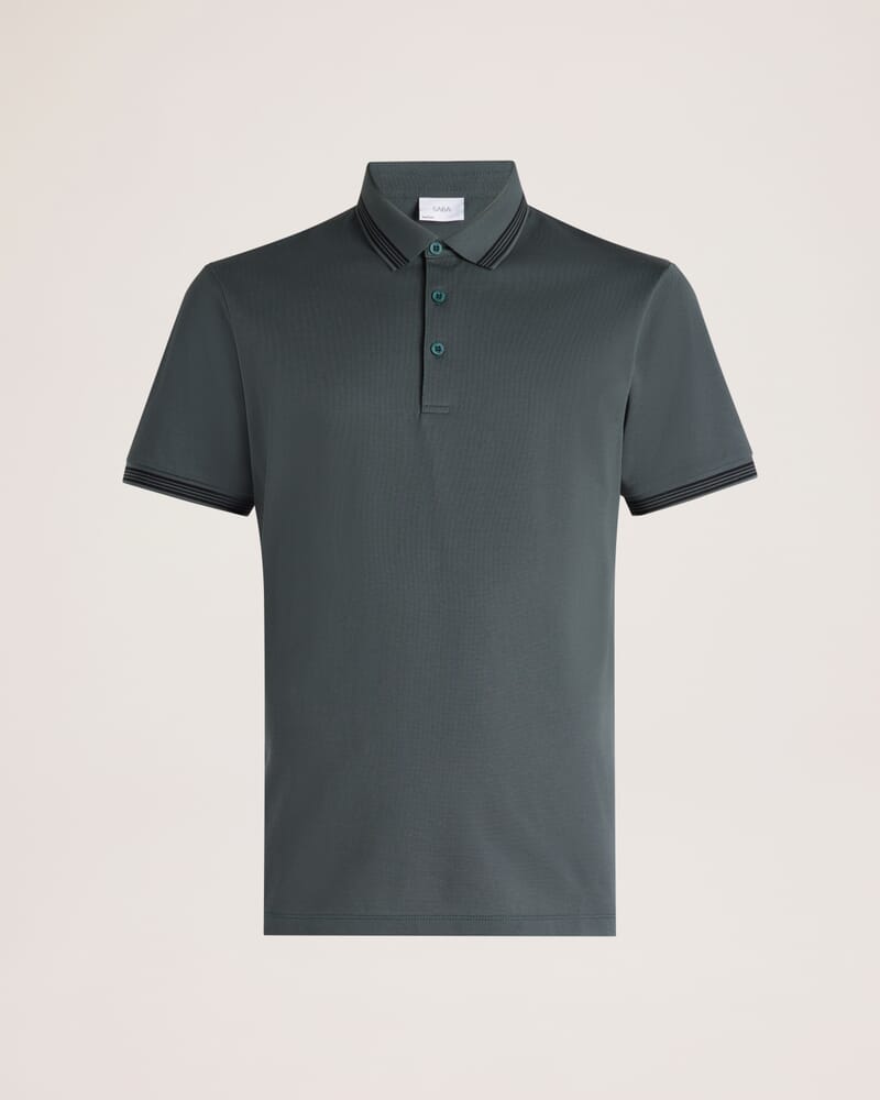Andy Tipped Cotton Polo in SEAWEED