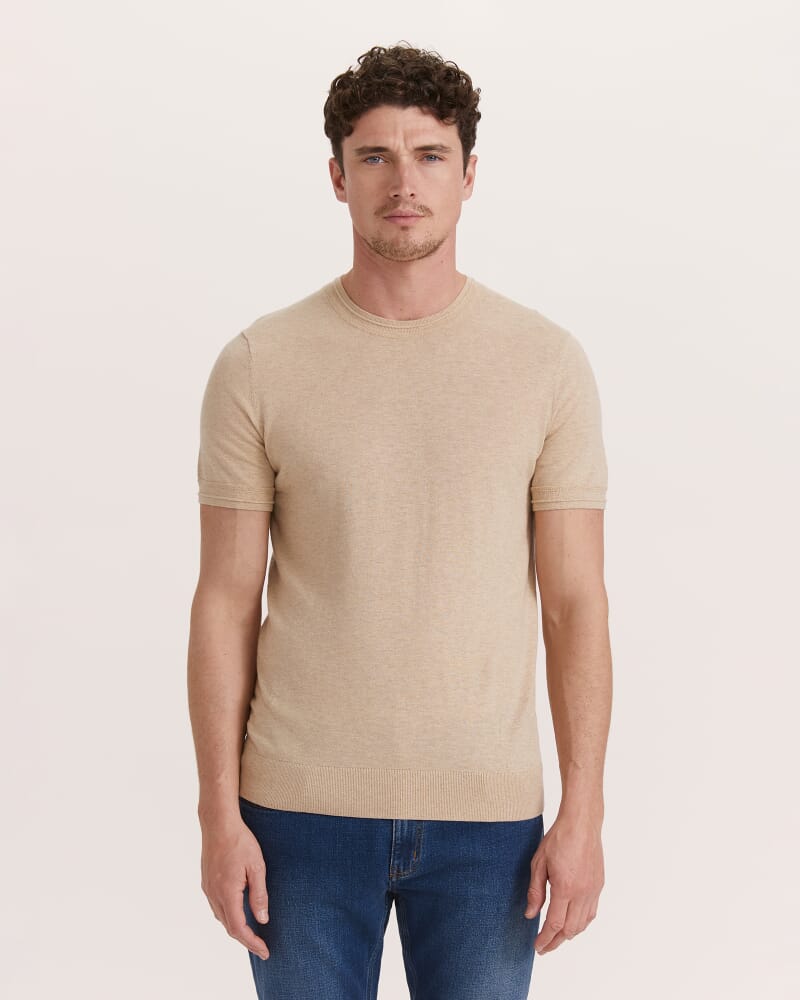 Miramar Cotton Wool Knit Tee in BEIGE