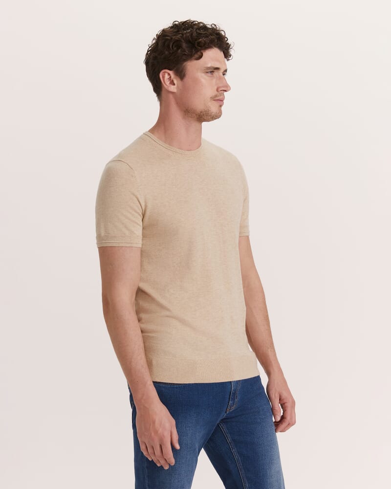 Miramar Cotton Wool Knit Tee in BEIGE