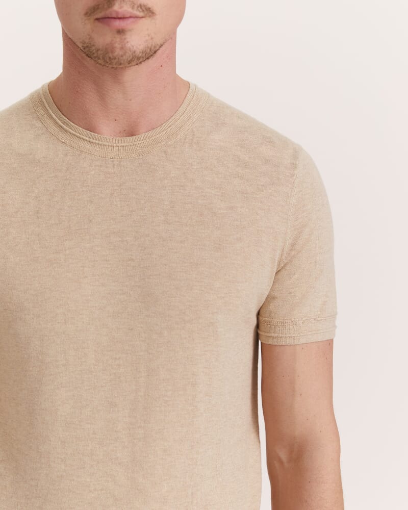 Miramar Cotton Wool Knit Tee in BEIGE