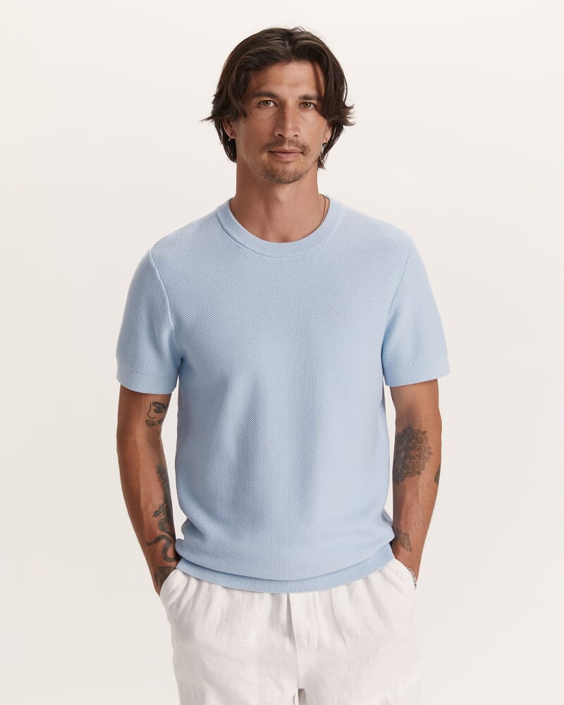 Como Cotton Knit Tee in LIGHT BLUE
