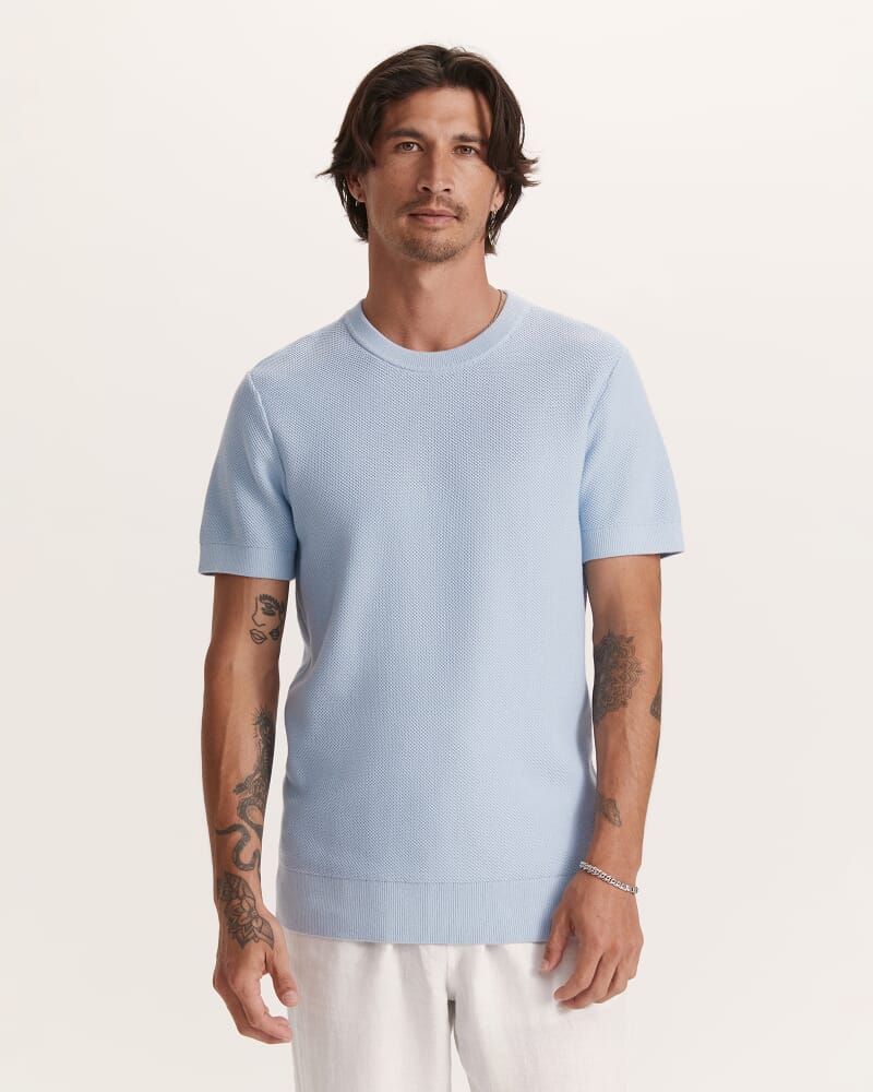 Como Cotton Knit Tee in LIGHT BLUE