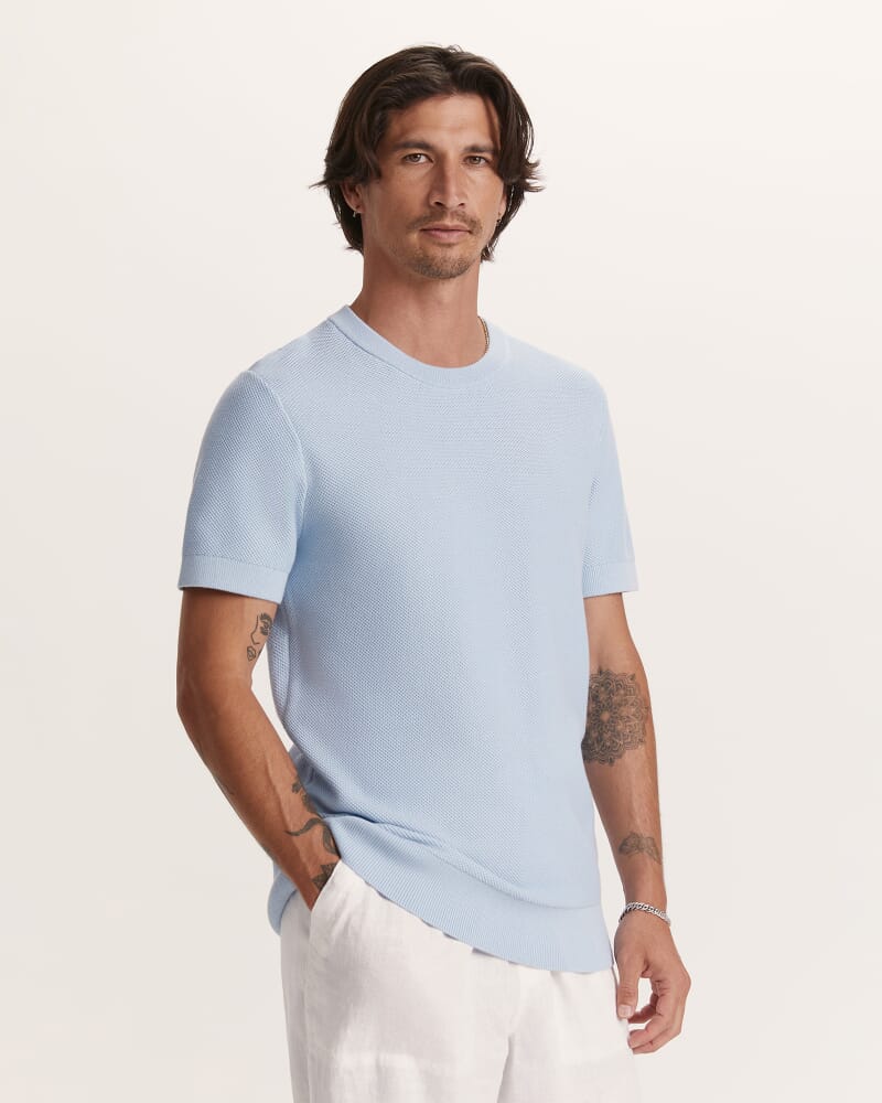 Como Cotton Knit Tee in LIGHT BLUE
