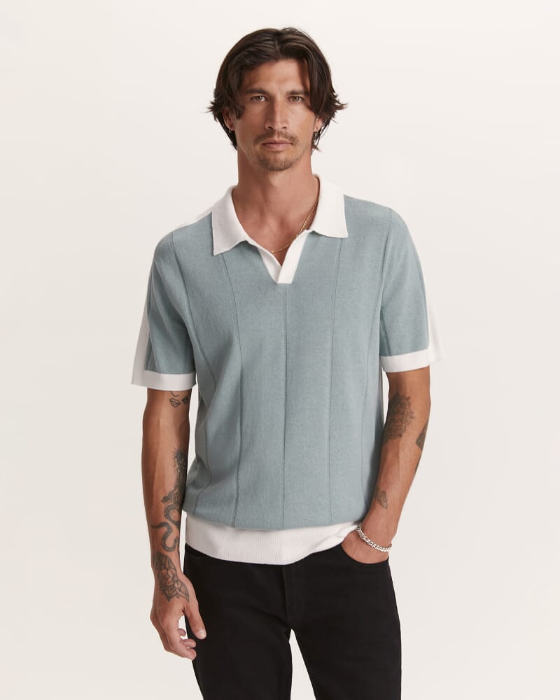 Cornell Contrast Polo in MIST