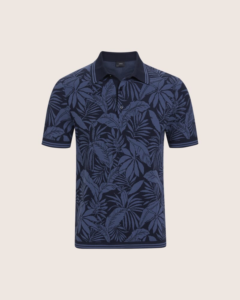 Monte Floral Knit Cotton Polo in NAVY/BLUE