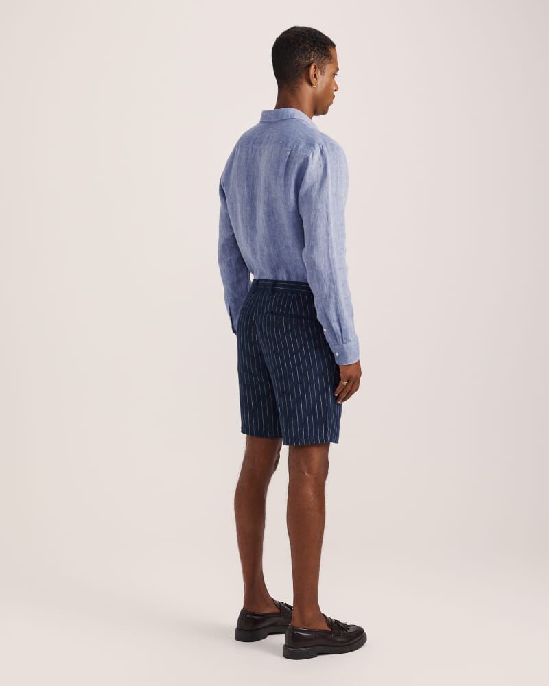 Luca Linen Striped Short in INK/WHITE