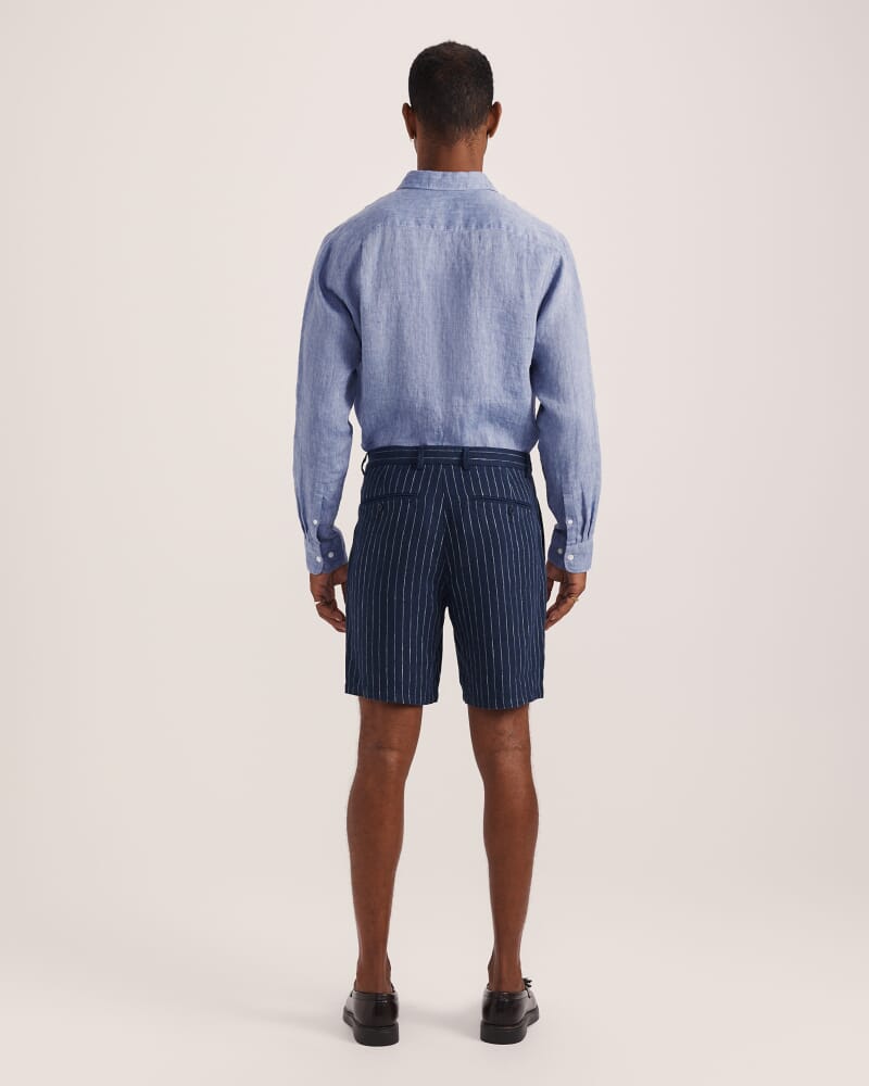 Luca Linen Striped Short in INK/WHITE