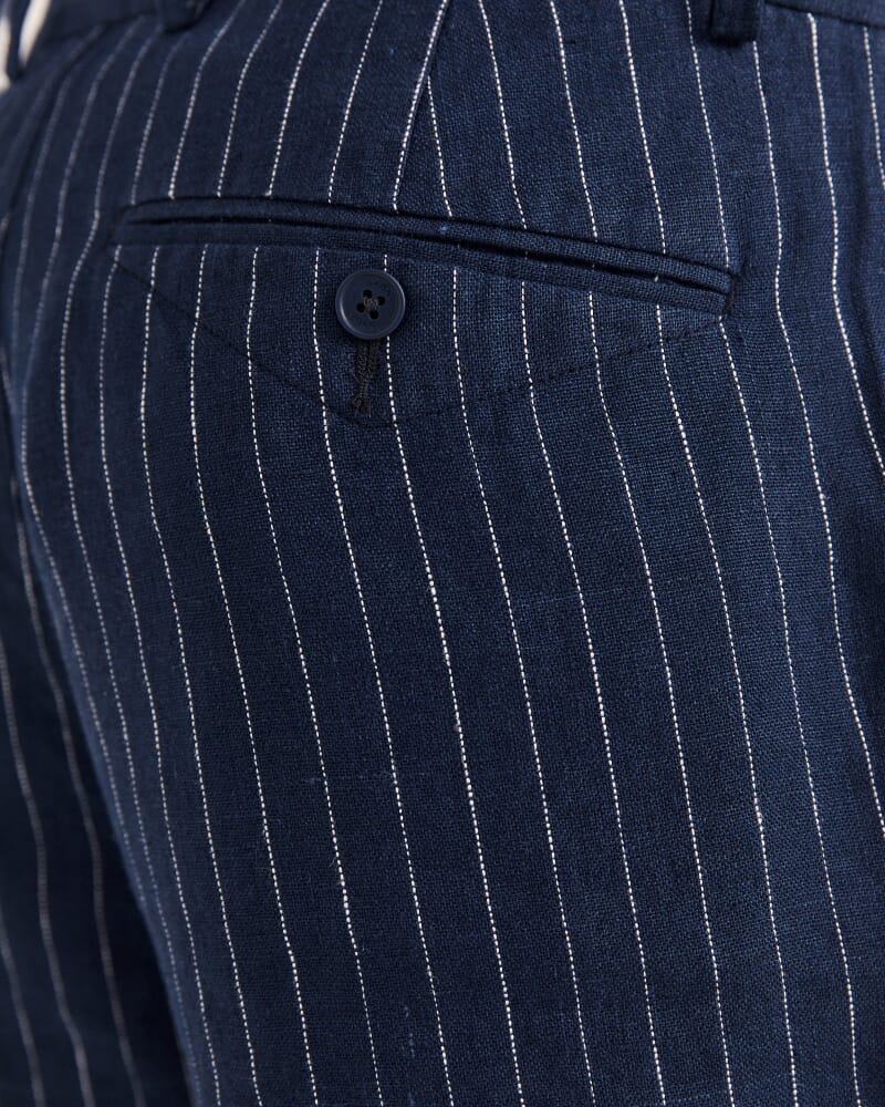 Luca Linen Striped Short in INK/WHITE