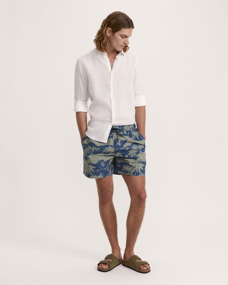 Tennant Pull On Swim Short in MID NAVY/TEAL