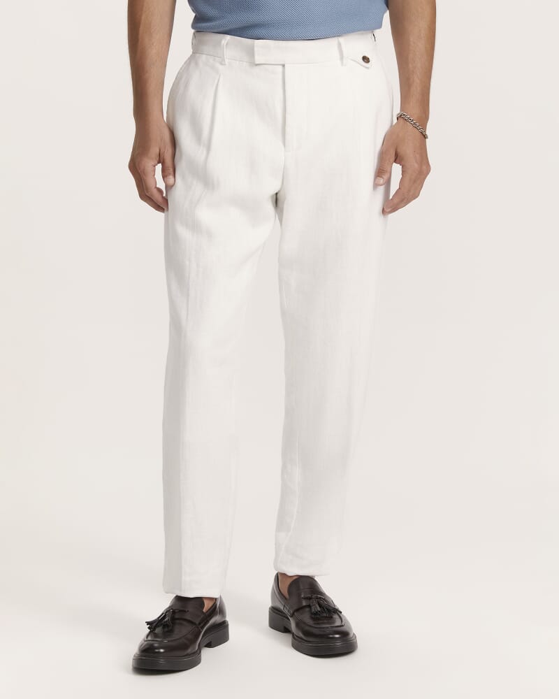 Wade Pleat Front Pant in WHITE