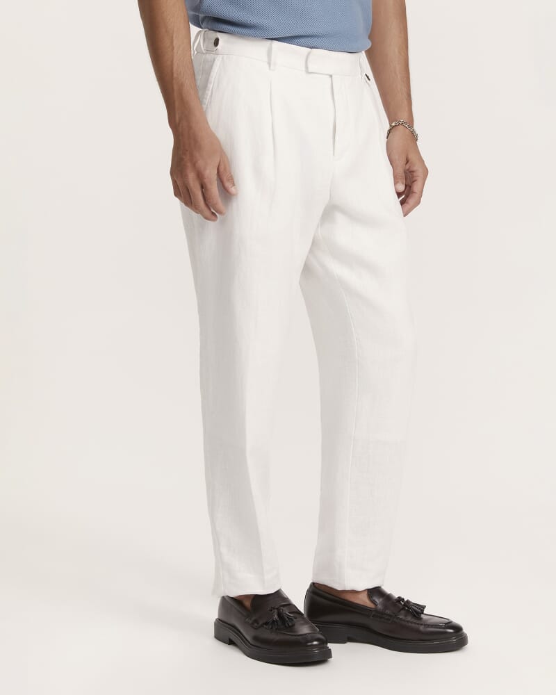 Wade Pleat Front Pant in WHITE