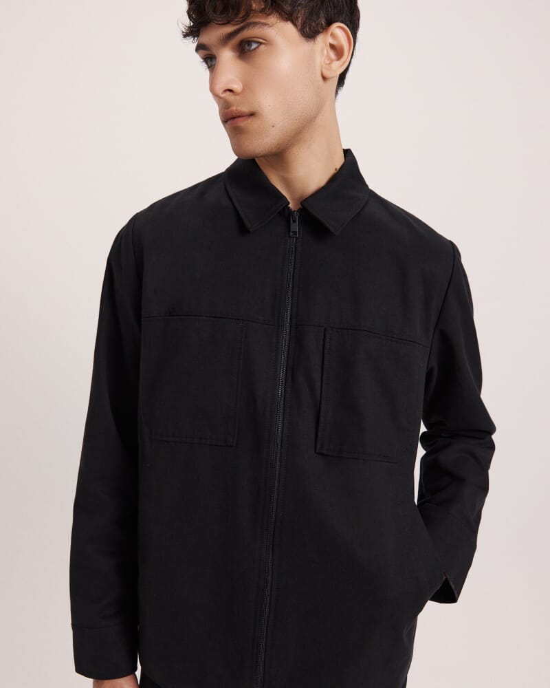Apollo Cotton Tencel Jacket in BLACK
