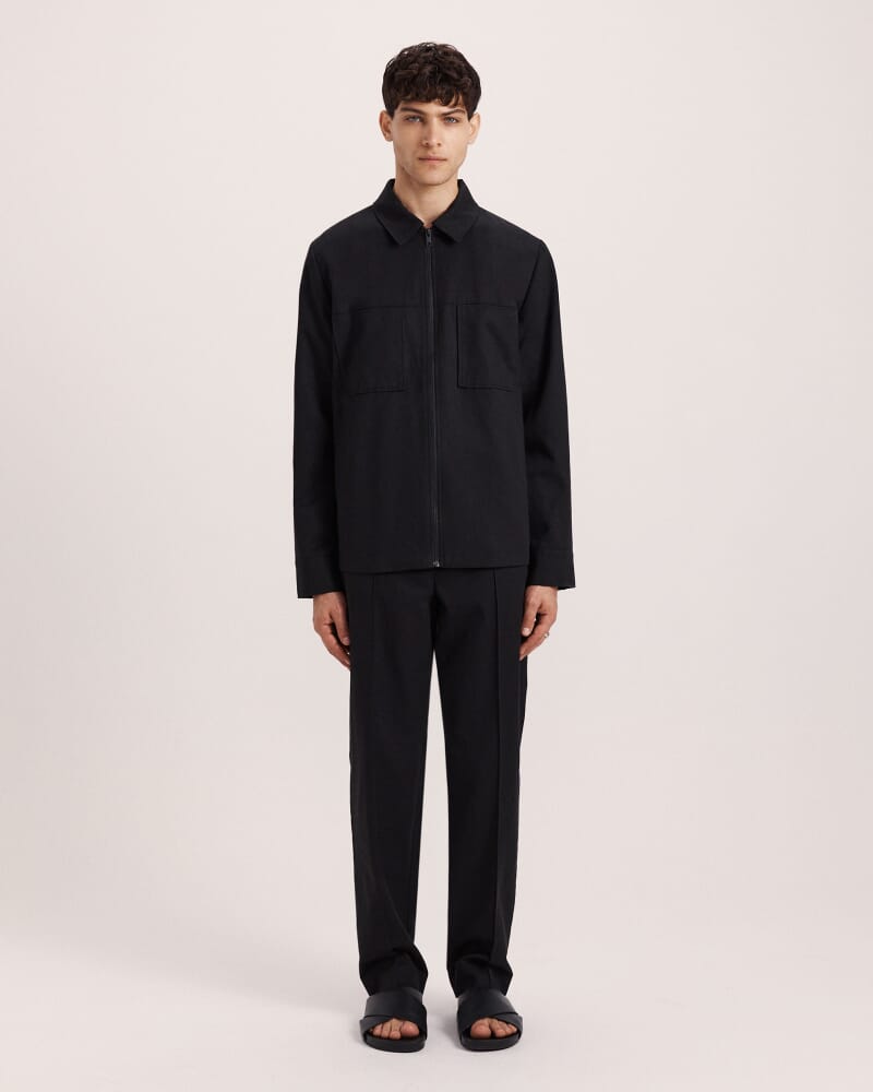 Apollo Cotton Tencel Jacket in BLACK