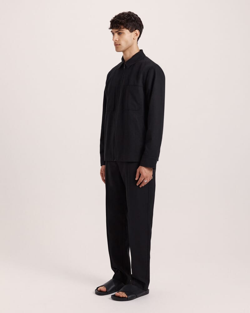 Apollo Cotton Tencel Jacket in BLACK