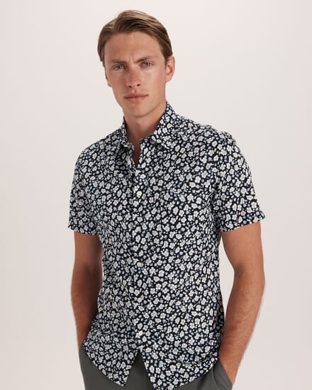 Zeus Short Sleeve Print Shirt in BLACK MULTI